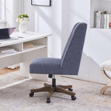 Upholstered Armless Office Chair Fabric Swivel Home Desk Chair with Wheels
