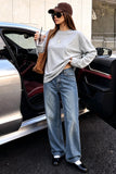Sampeel Womens Long Sleeve Tops Oversized T Shirts Y2K Fall Clothes Grey S