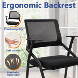 CLATINA Stackable & Foldable Office Chairs with Ergonomic Lumbar Support and Thickened Seat Cushion, Folding Mesh Fabric Reception Guest Chair