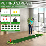 Golf Putting Game Set with Front Border for Indoor & Outdoor,Golf Putting Green Mat Include 4 Balls,1 Portable Bag,2 Flags&Cups,Practice Training Aid for Backyard,Party,Office