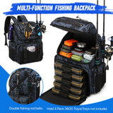 RUCYEN Fishing Backpack, 45L Large Cooler Fishing Tackle bag with Rod Holders & Rain Cover, Water-resistant Store Fishing Gear