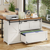 Farmhouse Lateral File Cabinet with Sliding Barn Door, 3 Drawers Filing Storage Cabinets with Adjustable Shelf