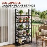 WOTMO 5 Tier Folding Bookshelf, No Assembly Foldable Storage Shelves, Black