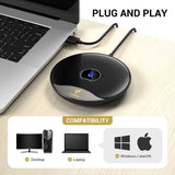 USB Conference Microphone, 360° Omnidirectional PC Computer Condenser Mic with Mute Button TONOR
