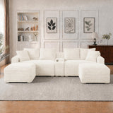 127'' Modular Boneless Couch,U Shaped Sectional Sofa for Living Room-Beige