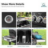 MFSTUDIO 4 Burners Propane Gas Grill and Griddle Combo with Side Burner, 2 in 1 Griddle Grill and Porcelain-Enameled Cast Iron Grates, Black