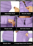 ATLASLAVA Women's Packable Puffer Jacket Hooded LightWeight Down Coat Winter Windproof Warm Quilted Short Light Purple XL
