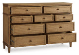 Signature Design by Ashley Sharlance Casual 9-Drawer Dresser with Felt-Lined Top Drawer and Easy Glide for Bedroom, Light Brown