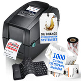 McAuley Labels Oil Change Sticker Printer Machine - Godex RT200i Next Service Reminder Stickers Printer System Set - Fully Programmed Package - Comes with 1000 Custom Oil Labels, Ribbon & Keyboard