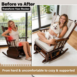 Wingback Rocking Chair Cushion with Neck Pillow High-Density Foam Indoor Rocker Pads with Non-Slip Bottom