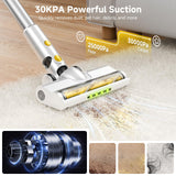 Honki Cordless Vacuum Cleaner for Home, Powerful Stick Vacuum with Rechargeable Battery, Green Light Anti-Tangle Brush, 6-in-1 Lightweight Handheld Vacuum for Pet Hair, Hard Floor, Carpet, Yellow