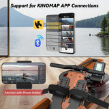 Water Rowing Machine for Home Use, WENOKER Wooden Foldable Rower Machine with Dedicated Monitor & Bluetooth APP, Large Water Tank & Comfortable Seat for Immersive Water Rower, 350LBS Weight Capacity