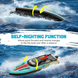 TOPCHOIC Brushless RC Boat 40+MPH, Remote Control Boats for Adults Kids, 19" Big Racing Boat for Salt Water Lake River with Self-Righting, LED Lights, Fishing Function Fast High Speed with Carry Bag