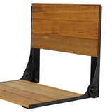 Seachrome 18 inch Cameo Folding Wall Mount Shower Bench Seat, Natural Teak Wood with Black Frame