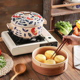 HMWOKPOT Japanese Casserole Pot with Handles for Cooking, Ceramic Casserole Clay Pot Steam Stew Pot with Steamer Basket,A,4L