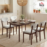 5-Piece Dining Table Set for 4, Mid-Century Modern Kitchen Table and Chairs with Padded Seats and Backrests