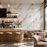 Qorqeous Brown Carrara Marble Peel and Stick Wallpaper, Glossy Texture Vinyl Wall Panels, Waterproof Renter Friendly, 47.2" x 394", TV Accent Wall, Bathroom, Foyer, Coffee Shop Decor
