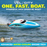Force1 Velocity Blue Fast RC Boat- Remote Control Boats for Adults and Kids, Underwater Speed Racing Mini RC Boats for Pools and Lakes, 2.4GHZ Transmitter, 2 Rechargeable Batteries, Low Battery Alert