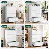 4 Drawer Lateral File Cabinet, Metal Filing Cabinet for Home Office, White