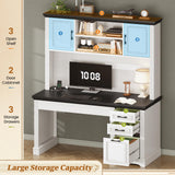 Computer Desk with Hutch and 3 Drawers, 47.2" Executive Office Desk with Storage Drawers