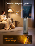 Space Heater for Indoor Use, 25" 11.5ft/s Fast Electric Heater with Remote and Thermostat, 3 Modes, Gold Dreo