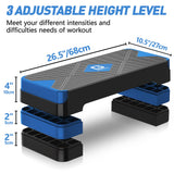 GYMMAGE Aerobic Exercise Step, Adjustable Aerobic Stepper for Exercise, Workout Step Platform for Step Up, 26.5" Step Deck with 4” 6” 8” Adjustable Height Risers, Women Home Gym Cardio Fitness