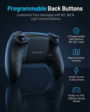 HIKICESOM Wireless Hall Effect Controller for PS5/PS5 Pro/PC/Mac, Anti-Stick-Drift Gamepad with Back Paddles, 6-Axis Motion Sensor, Turbo & Macro, Dual Vibration, Built-in Speaker, 3.5mm Audio Jack, Mute Key, LED Lighting (7Colors, 4 Effects) - Night Blac