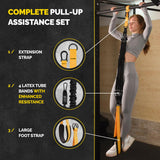 Pull Up Assistance Bands Set - 4 Heavy-Duty Pull Up Bands, Height Adjustable Strap & Comfortable Foot Strap - Stackable Pull Up Resistance Bands for Pull Ups (Yellow)