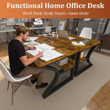Computer Desk, 47'' Home Office Desks with Storage, Computer Desk with Metal Frame for Home Office