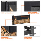 Ultrawall 8ft Heavy Duty Firewood Rack with Waterproof Cover, Freestanding Wood Log Holders for Firewood, Indoor/Outdoor Wood Storage Rack