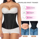 YIANNA Waist Trainer for Women Latex Underbust Tummy Control Waist Cincher Corset Hourglass Body Shaper Zipper and Hooks,YA2231-Black-M