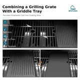 MFSTUDIO 4 Burners Propane Gas Grill and Griddle Combo with Side Burner, 2 in 1 Griddle Grill and Porcelain-Enameled Cast Iron Grates, Black