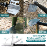 Folding Survival Shovel - 30" Heavy Duty Carbon Steel 14-in-1 Multitool Tactical Axe Entrenching Tool with Storage Box Emergency Survival Gear for Camping, Hiking, Hunting,Gardening