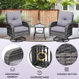 wildformers Luxury Outdoor Swivel Wicker Glider Patio Chairs with Table Set