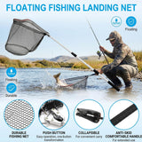 ZENFUN 2 Pack Fishing Net with Telescopic Pole Handle, Fish Landing Net with Sturdy Collapsible Handle, Folding Nylon Mesh Landing Net for Saltwater and Freshwater, Extend to 51 in(Black, White)