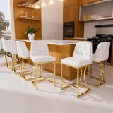 Ollega 24" White and Gold Counter Height Bar Stools Set of 6