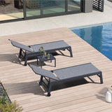 PURPLE LEAF Outdoor Chaise Lounge Chairs Set of 2 with Side Table, Mix Grey