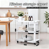 XCX 3 Tier Metal Utility Rolling Cart with Wheels, White