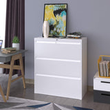 3 Drawer Lateral File Cabinet with Lock, Metal Stainless Steel Wide Lateral Filing Cabinet | White YITAHOME