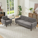 Tbfit Mid Century Modern Sofa Couch, Gray, Standard Sofa & Accent Chair