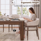 Long Dining Table for 6, Marble Texture Finish Kitchen Table with Sturdy Wooden Frame, Rectangle Dining Table for Dining Room