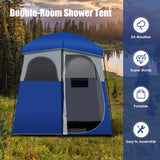 Tangkula Double-Room Shower Tent, Oversize Space Privacy Shelter for Camping with Floor, Portable Camping Changing Tent with Removable Rain Fly, Storage Bag for Dressing, Toilet