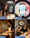 LUXSURE Ring Light Tripod for iPhone with Light, Overhead Phone Mount with Phone Holder, Adjustable Ring Light with Stand and iPhone Tripod for Video Recording,Cooking,Painting,TikTok,YouTube
