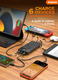 Portable Charger 35000mAh Power Bank - Powerbank with 4 Built in Cables, 22.5W Fast Charging Travel Camping Essential Battery Pack Compatible with iPhone 17 16 15 14 13 Samsung Google, 1 Pack