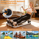 Water Rowing Machine, Hydraulic Rower with LCD Monitor, Adjustable Seated Row Machine Resistance up to 110LBS & Large Cushioned Seat, 265LBS Quiet Rowing Machines for Home Use (Black)