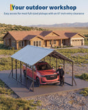 Garvee 13x21 ft Metal Carport Kit, 120° Steep-Pitch Vertical Roof for Snow Shedding, 133" High-Clearance Full-Sized Pickup & Van Shelter, Heavy-Duty Metal Car Port with Reinforced Frame
