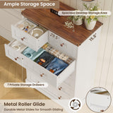 Hasuit White Dresser for Bedroom, Farmhouse 7 Drawers Dresser, 51.4"Tall Dressers Chest of Drawers with Hand Carved Panel, Large Wood Closet Storage Organizers Dressers for Bedroom Living Room Hallway