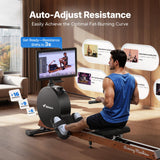 MERACH Pro-Grade Rowing Machines for Home, Smart Magnetic Rowing Machine with 21.5" HD Rotatable Screen, 400 LBS MAX Load, Wooden Tracks for Silent Sliding, MERACH App 1000+ Course & Games