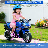 12V Electric Ride On Motorcycle for Kids, Training Wheels, Full Hand Drive Motorbike Toy, Perfect for Boys and Girls (3-8 Yrs) (Blue)