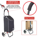 dbest Products Trolley Dolly Sport – Foldable Grocery Cart on Wheels – Multi Use Rolling Cart with Removable Bag and Hand Truck Dolly Function, Black